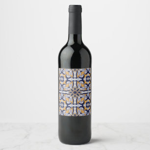 Étiquette Pour Bouteilles De Vin Motif portugais de tuile
