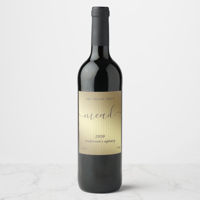 Étiquette Pour Bouteilles De Vin Mousse de peigne au miel moderne (Devant)