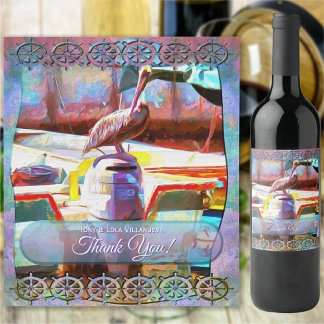 Étiquette Pour Bouteilles De Vin Muelle Los Peines Merci pélican 0463