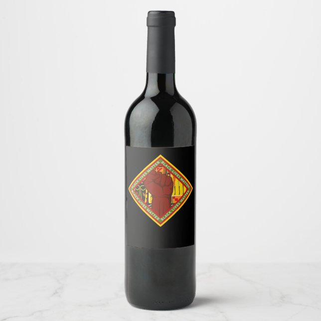 Étiquette Pour Bouteilles De Vin Musique Black Pride afro-américaine Fist Melanin (Devant)