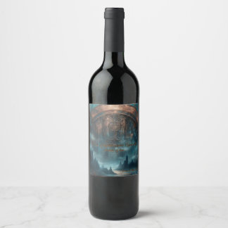 Étiquette Pour Bouteilles De Vin Mystic Gothic Steampunk - Blue Copper Patina 