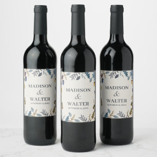 Étiquette Pour Bouteilles De Vin Nappe de numéro de table de mariage de feuilles d'