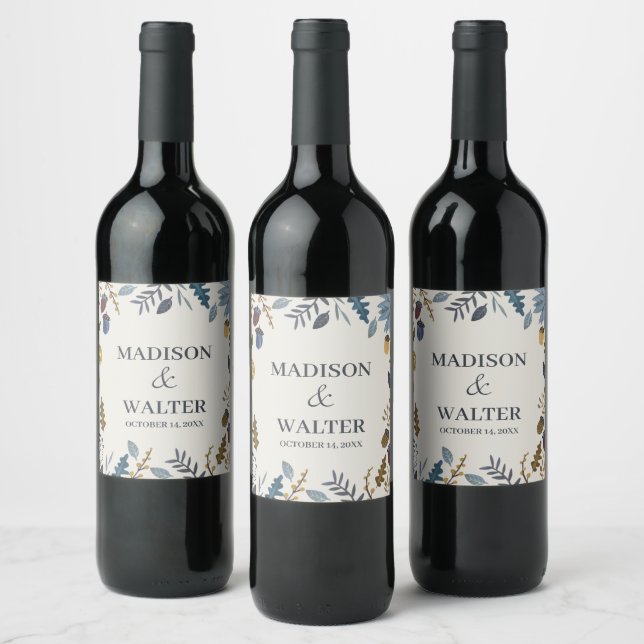 Étiquette Pour Bouteilles De Vin Nappe de numéro de table de mariage de feuilles d' (Bouteilles)