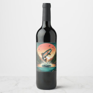 Étiquette Pour Bouteilles De Vin Nature extérieure de la truite