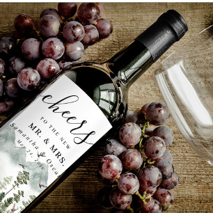 Étiquette Pour Bouteilles De Vin Nature moderne Forêt verte   Aquarelles