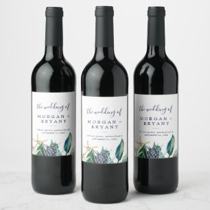 Étiquette Pour Bouteilles De Vin Nautique moderne   Mariage verdoyant
