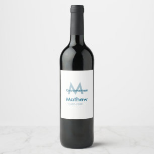 Étiquette Pour Bouteilles De Vin Navy bleu nom de garçon d'honneur lettre date masc