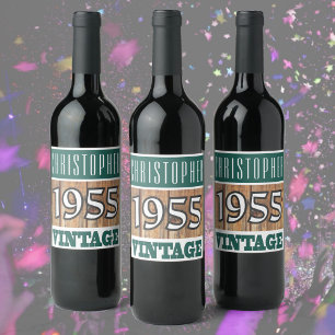 Étiquette Pour Bouteilles De Vin Né en 1955. Année de naissance