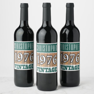 Étiquette Pour Bouteilles De Vin Né en 1976 Année de naissance Étiquette de vin