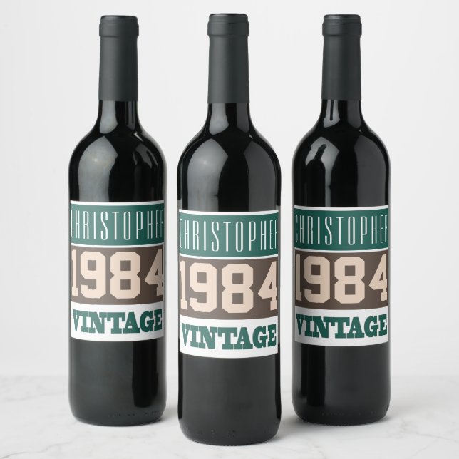 Étiquette Pour Bouteilles De Vin Né en 1984, année de naissance personnalisée (Bouteilles)