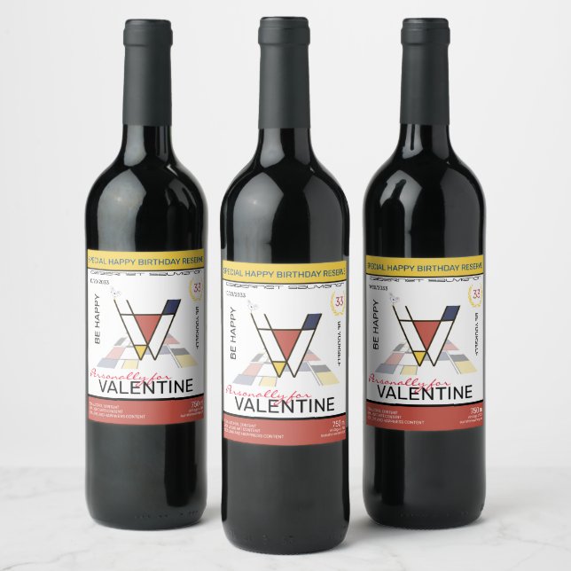 Étiquette Pour Bouteilles De Vin Neoplasticisme Art Abstrait Monogramme. Lettre V (Bouteilles)
