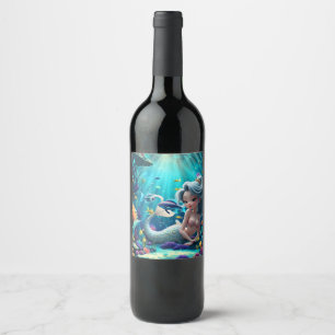 Étiquette Pour Bouteilles De Vin Nerina – La douce sirène des rêves de corail.