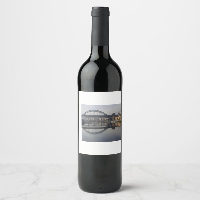 Étiquette Pour Bouteilles De Vin Newcastle Quayside et le pont Tyne (Devant)