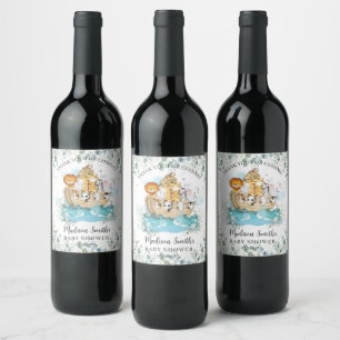Étiquette Pour Bouteilles De Vin Noah's Ark Greenery Baby shower neutre de genre