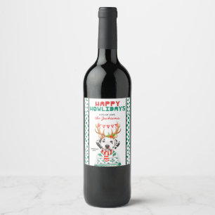 Étiquette Pour Bouteilles De Vin Noël dalmatien heureux de vacances de chien de