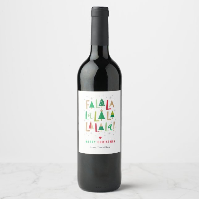 Étiquette Pour Bouteilles De Vin Noël des arbres joyeux (Devant)