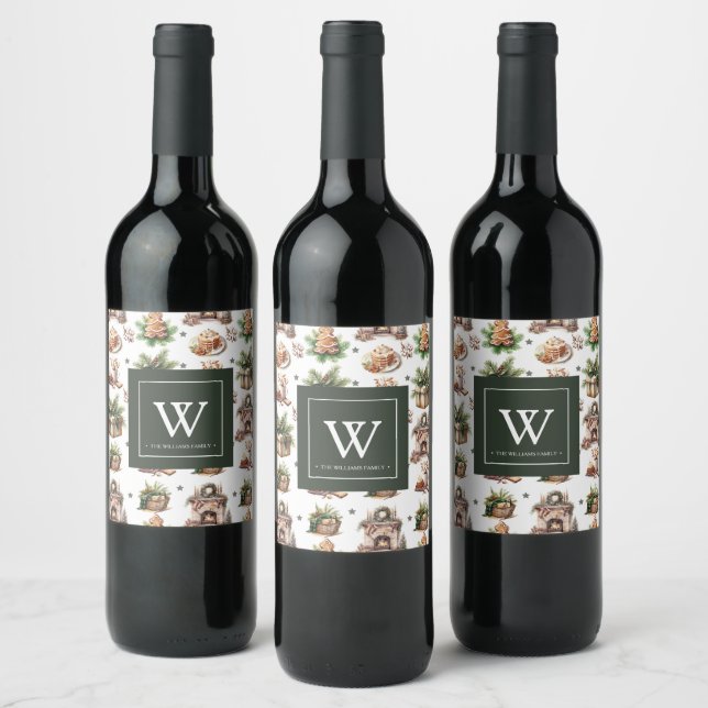 Étiquette Pour Bouteilles De Vin Noël familial personnalisé (Bouteilles)