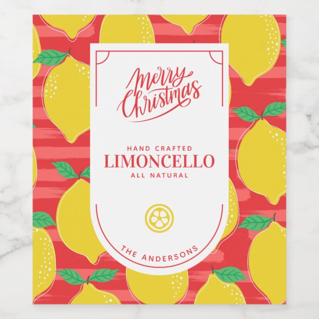 Étiquette Pour Bouteilles De Vin Noël festif de Limoncello (Étiquettes simples)