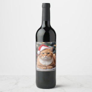 Étiquette Pour Bouteilles De Vin Noël Ginger British Shorthair