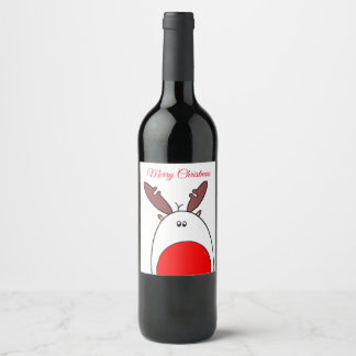 Étiquette Pour Bouteilles De Vin Noël mignon Rudolph le renne du nez rouge
