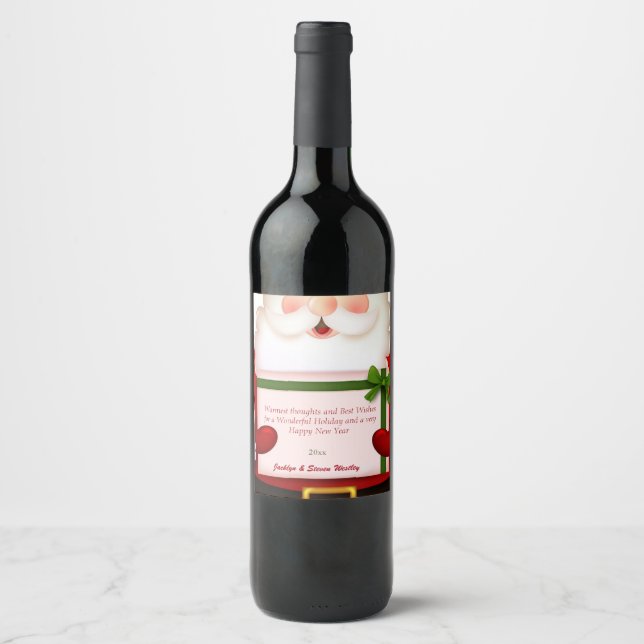 Étiquette Pour Bouteilles De Vin Noël, Père Noël, Personnalité (Devant)