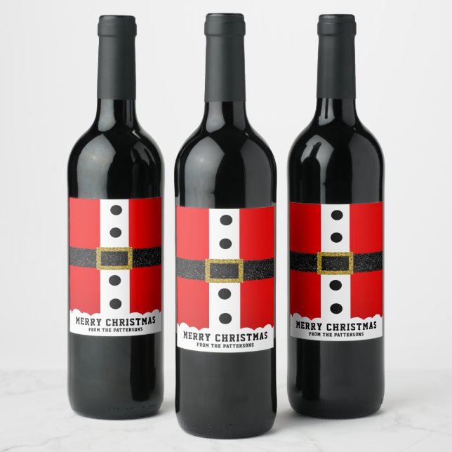 Étiquette Pour Bouteilles De Vin Noël Père Noël Suit Amusant Ceinture de Parties sc (Bouteilles)