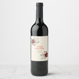 Étiquette Pour Bouteilles De Vin Noël Rouge Poinsettie