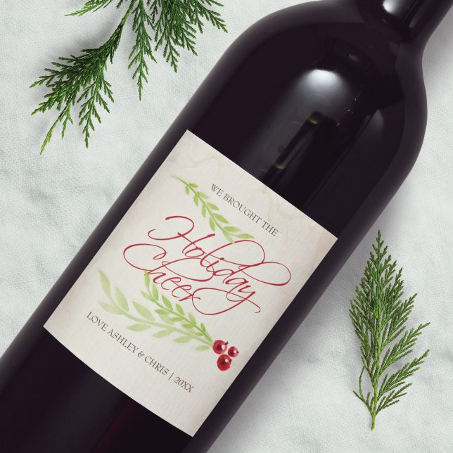 Étiquette Pour Bouteilles De Vin Noël Rustique Personnalisé Bohème Chic (Créateur téléchargé)