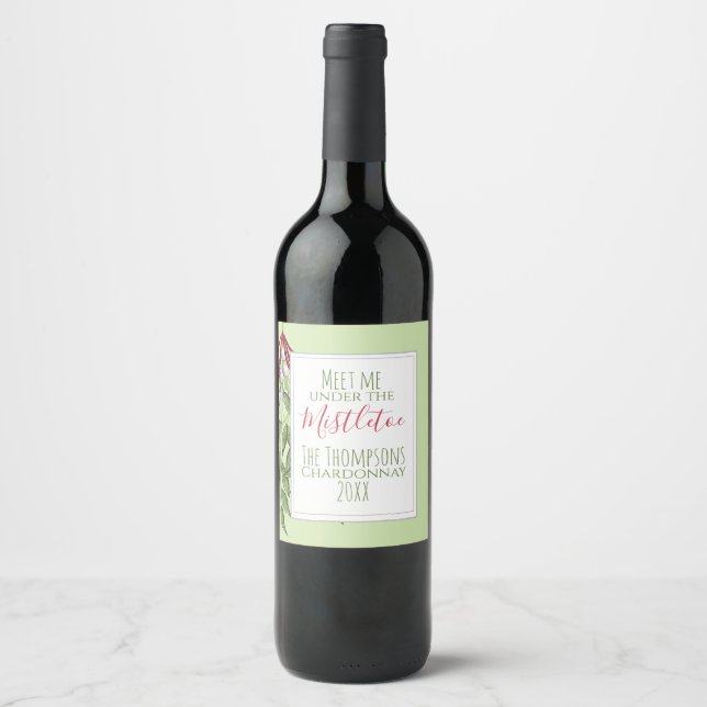 Étiquette Pour Bouteilles De Vin Noël vert d'hiver (Devant)