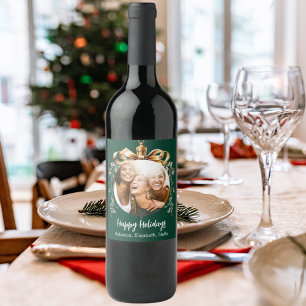 Étiquette Pour Bouteilles De Vin Noël vert or bauble amis fête photo