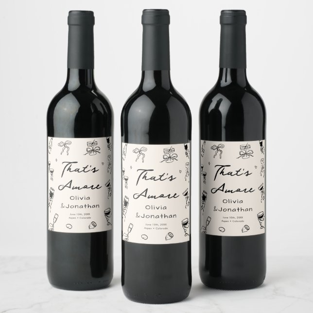 Étiquette Pour Bouteilles De Vin Noir qui est plus Mariage main tiré (Bouteilles)