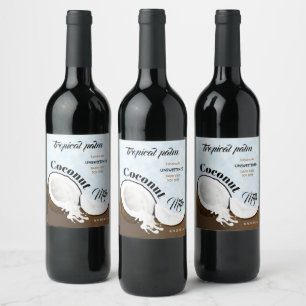 Étiquette Pour Bouteilles De Vin Noix de coco Fruit Tropical
