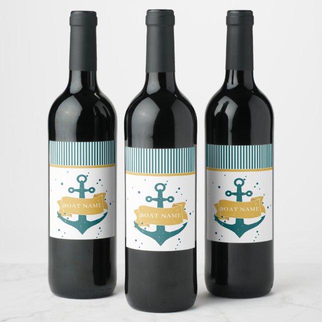 Étiquette Pour Bouteilles De Vin Nom de bateau personnalisé nautique (Bouteilles)