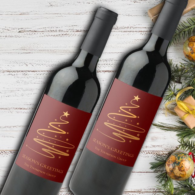 Étiquette Pour Bouteilles De Vin Nom de l'entreprise Joyeuses Fêtes élégante (Elegant Seasons Greetings Corporate Company Name Wine Label)