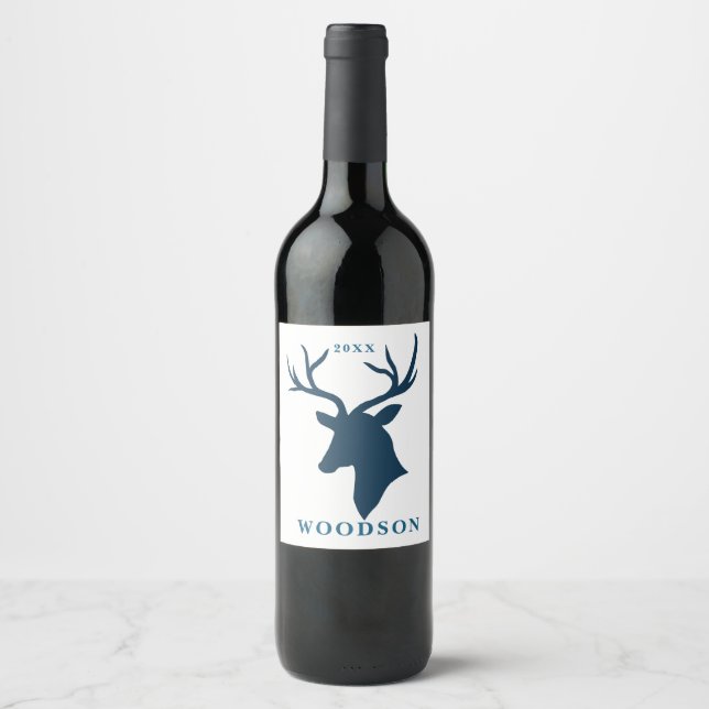Étiquette Pour Bouteilles De Vin Nom et année modifiables | Buck, Deer (Devant)