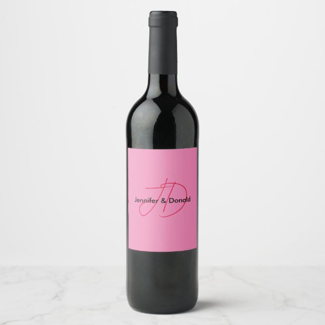 Étiquette Pour Bouteilles De Vin Nom monogramme de script classique tendance (Devant)