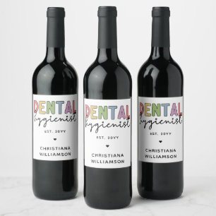 Étiquette Pour Bouteilles De Vin Nom personnalisé Dental Hygienist RDH Cadeaux