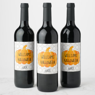 Étiquette Pour Bouteilles De Vin Nom personnalisé Halloween citrouille