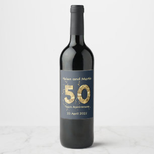Étiquette Pour Bouteilles De Vin Noms personnalisés 50 Anniversaire Or