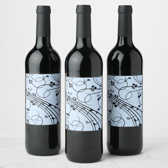 Étiquette Pour Bouteilles De Vin Notes de musique fantaisie Bleu (Bouteilles)