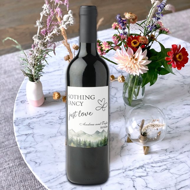 Étiquette Pour Bouteilles De Vin Nothing Fancy Just Love Elegant Wedding (Créateur téléchargé)