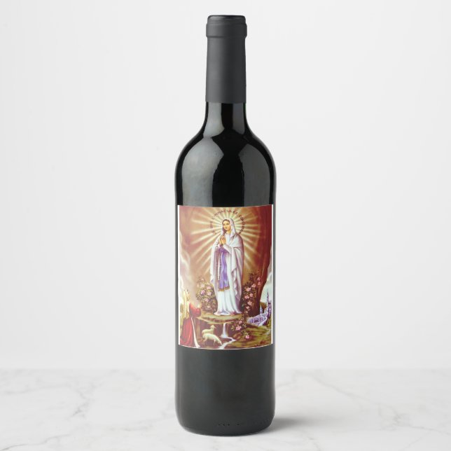 Étiquette Pour Bouteilles De Vin Notre Dame de Lourdes (Devant)