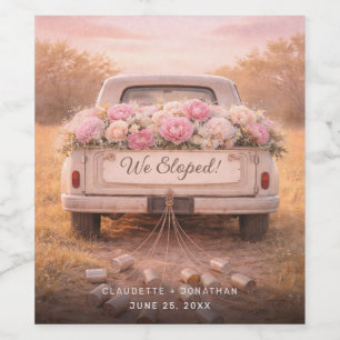 Étiquette Pour Bouteilles De Vin Nous nous sommes enfuis Camion vintage Mariage Flo