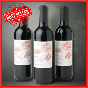 Étiquette Pour Bouteilles De Vin Nous Pouvons à Peine Attendre Fille Rose Baby Show