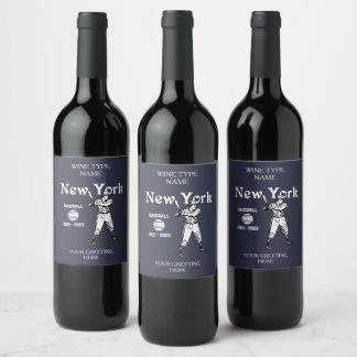 Étiquette Pour Bouteilles De Vin Nouveau York Baseball 2023 Rétro 