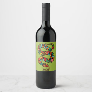 Étiquette Pour Bouteilles De Vin Nouvel An Chinois Du Serpent À Bois Vert 2025