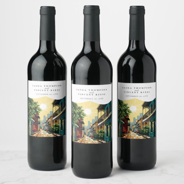 Étiquette Pour Bouteilles De Vin Nouvelle-Orléans Louisiane Retro (Bouteilles)