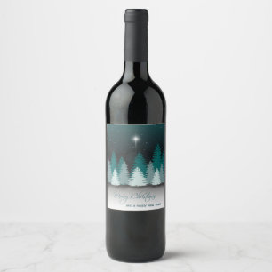 Étiquette Pour Bouteilles De Vin Nuit d'hiver avec étoile de Bethléem