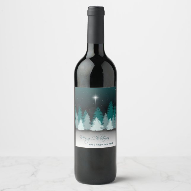 Étiquette Pour Bouteilles De Vin Nuit d'hiver avec étoile de Bethléem (Devant)