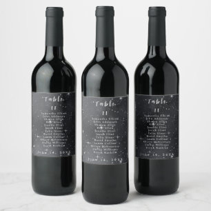 Étiquette Pour Bouteilles De Vin Nuit étoilée Mariage du numéro de table céleste